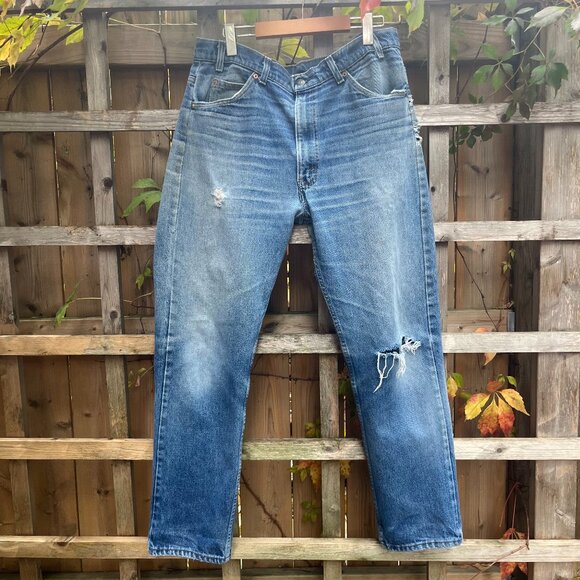 Vintage Levi’s Orange Tab 505 Jeans 36x30 Distressed Mid Wash Classic Fit - Picture 1 of 7